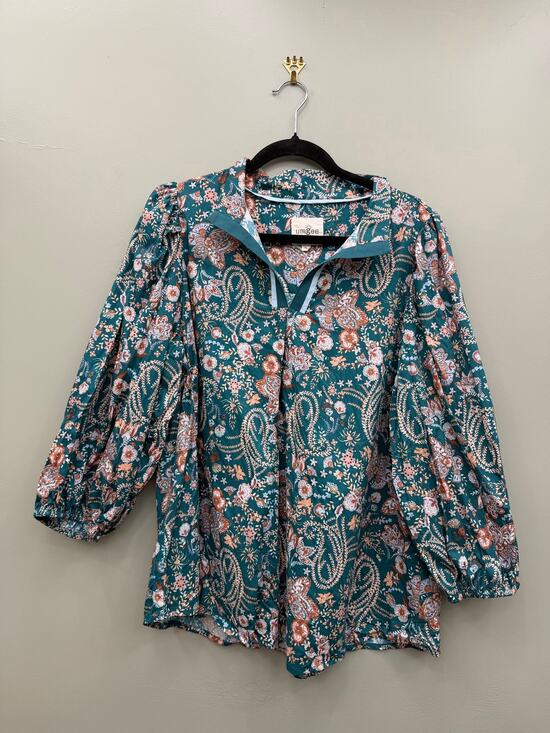 Umgee Tops - Umgee Floral Paisley 100% Cotton Peasant Blouse XL Boho Cottagecore Fall
